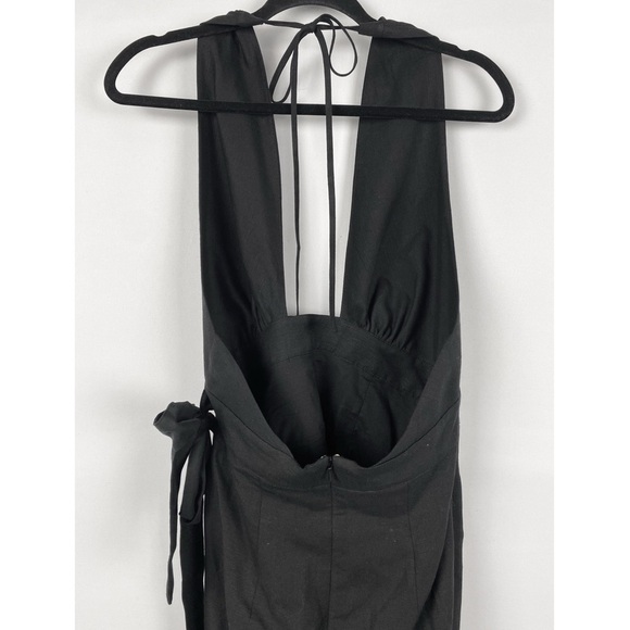 Shona Joy Morgan Crossover Mini Dress Black Wrap Linen Halter Cocktail Party - 6 - Picture 6 of 11